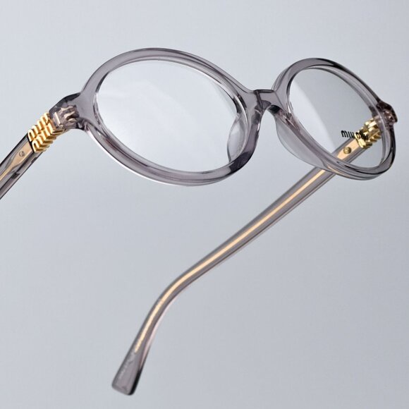 Miu Miu MU01XV 12W1O1 BRAND NEW Eyeglasses  Mauve Transparent Oval Unisex - Picture 1 of 11